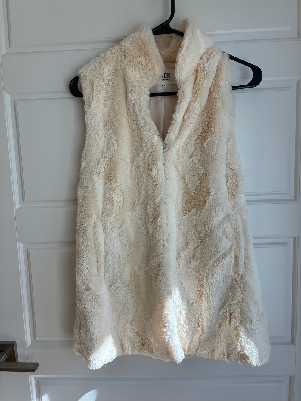 BB Dakota Cream Faux Fur Hooded Vest